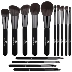 LB Makeup Brush Set – Complete 14-Pcs Eye Shadow Makeup Brush Includes Flat Brushes, Angled Brush, Eyelash Brush – Ultra Soft Synthetic Bristles Make Up Brushes for Professional, Home Use