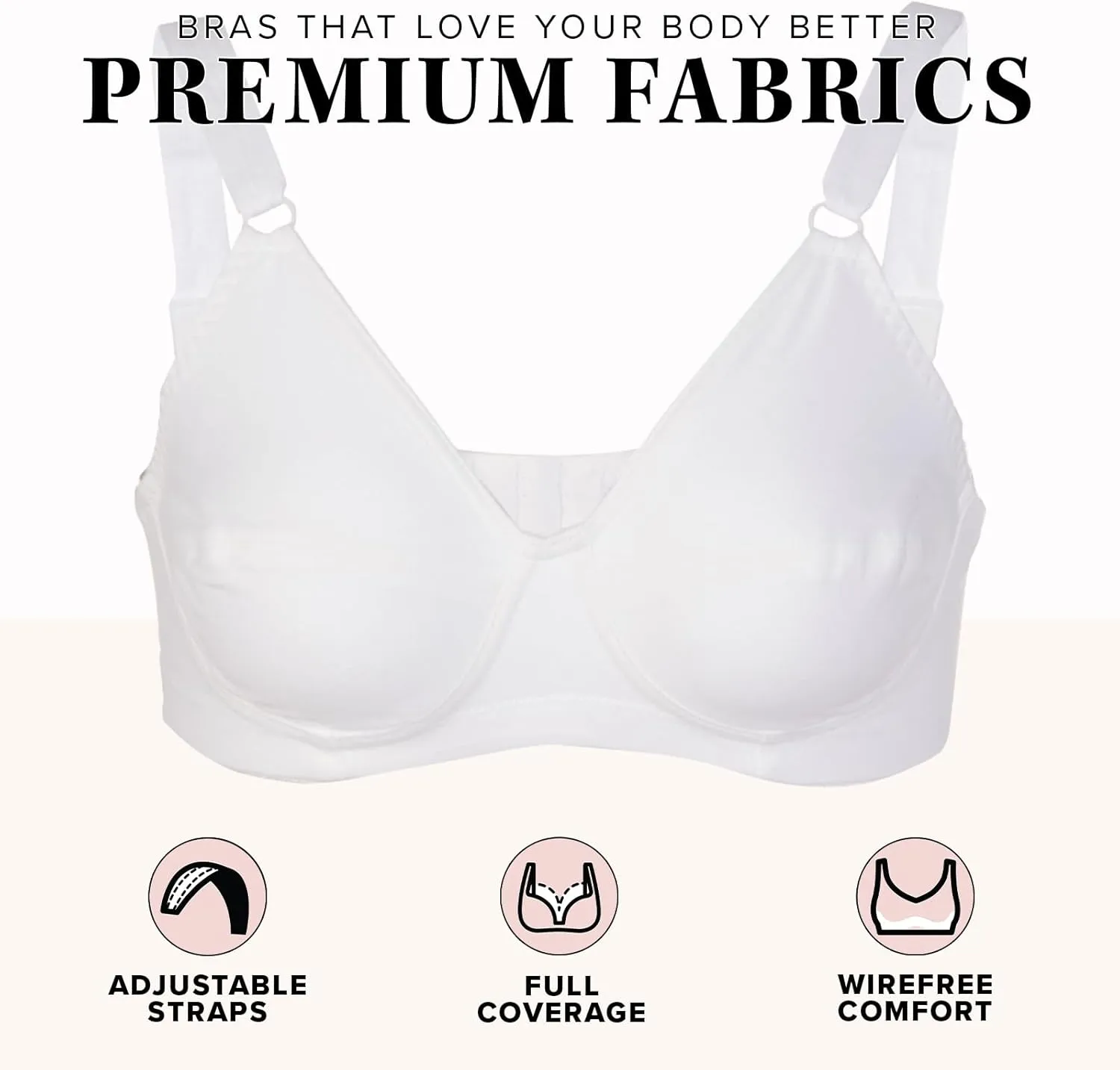 LEADING LADY Women's Plus-Size Latex Free Cotton Bra
