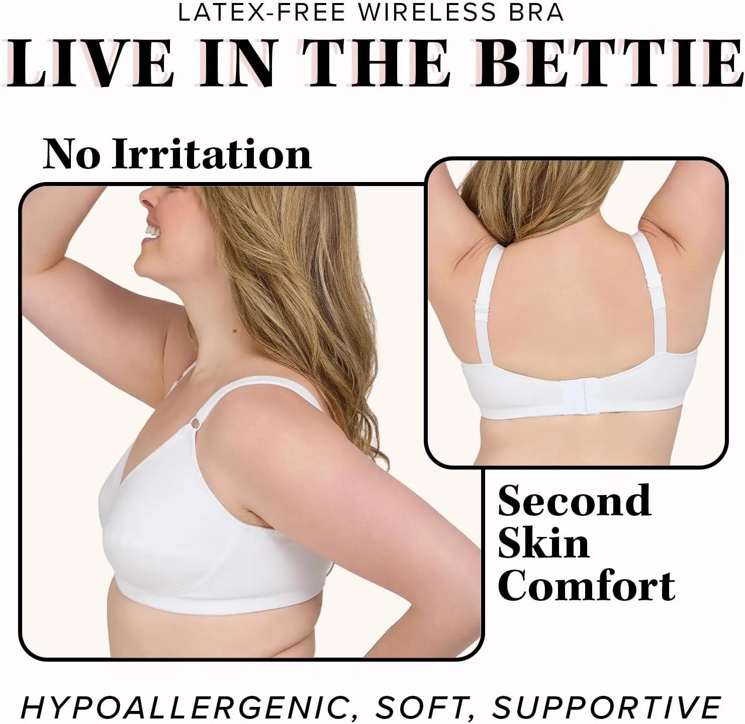 LEADING LADY Women's Plus-Size Latex Free Cotton Bra