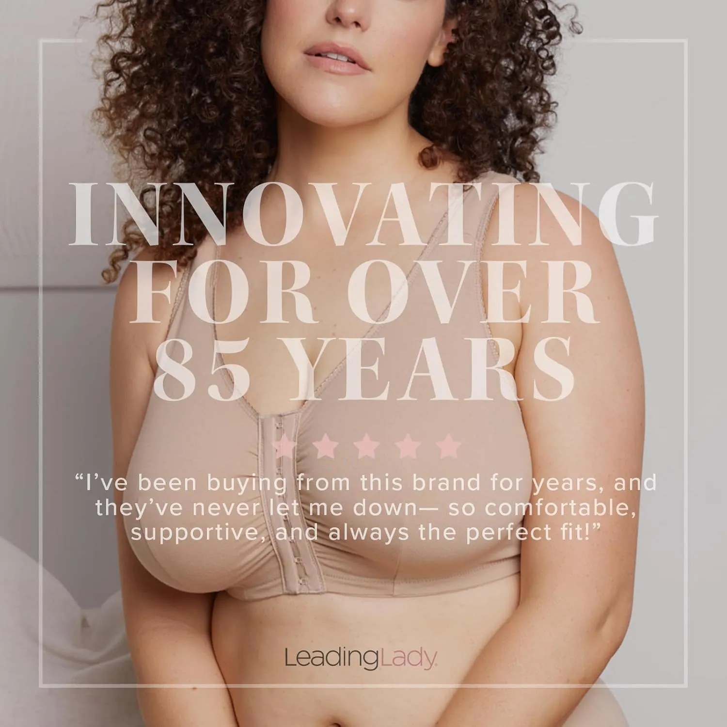 LEADING LADY Women's Plus-Size Latex Free Cotton Bra