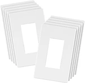 LIDER Matte Finish Decorator Switch Cover, Screwless Wall Plate, Mid-Size 1-Gang 4.88" x 3.11", Unbreakable Polycarbonate Thermoplastic, UL Listed, LSWP-31M-W10P, White, 10 pack