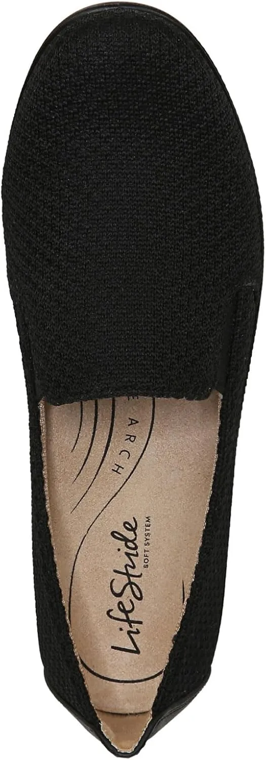 LifeStride Womens Next Level Sneaker, True Black, 7.5 Wide US
