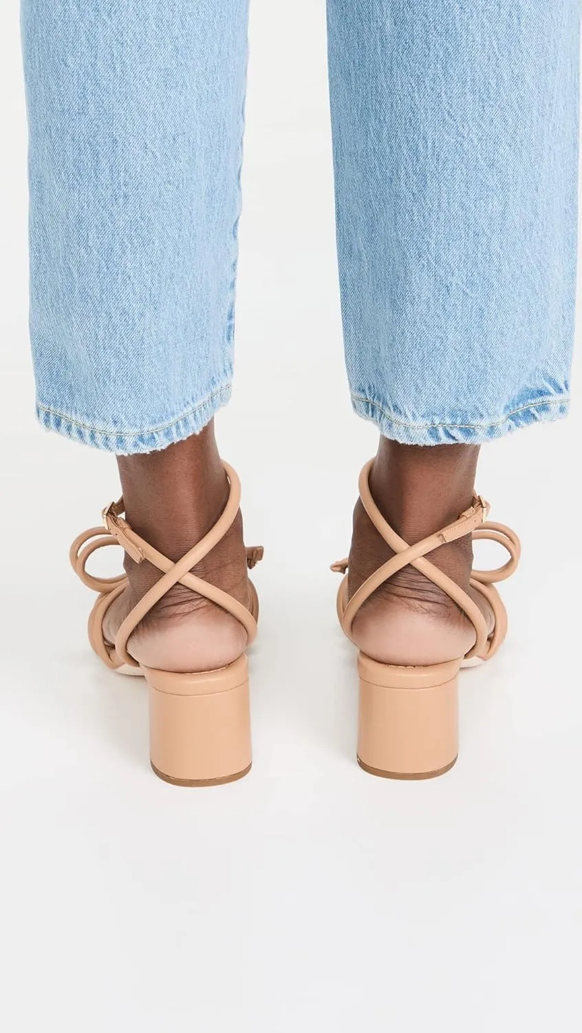 Loeffler Randall Women's Mikel Leather Bow Mid-Heel Sandals
