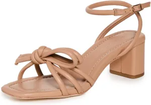 Loeffler Randall Women's Mikel Leather Bow Mid-Heel Sandals