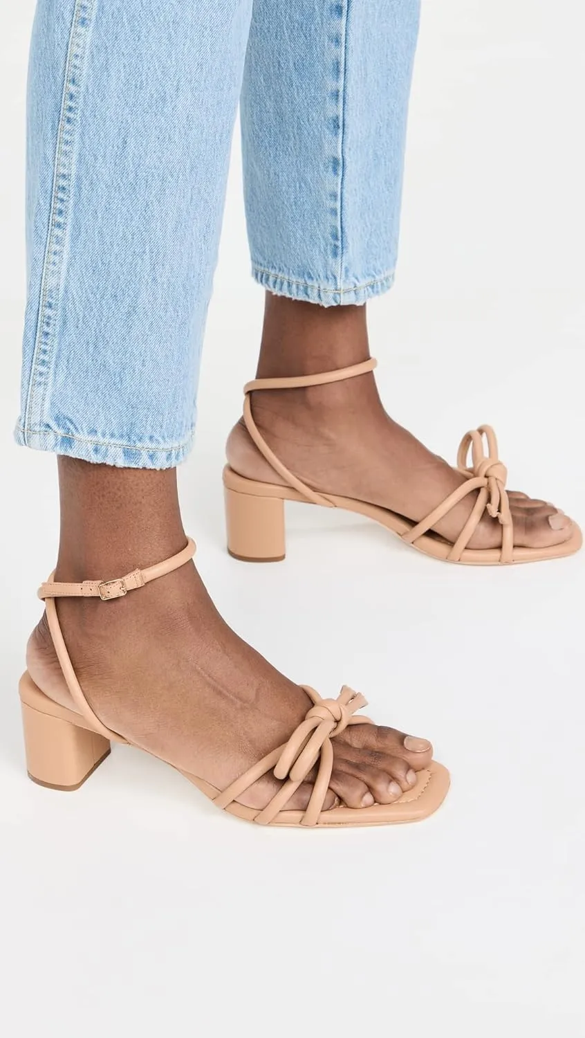 Loeffler Randall Women's Mikel Leather Bow Mid-Heel Sandals