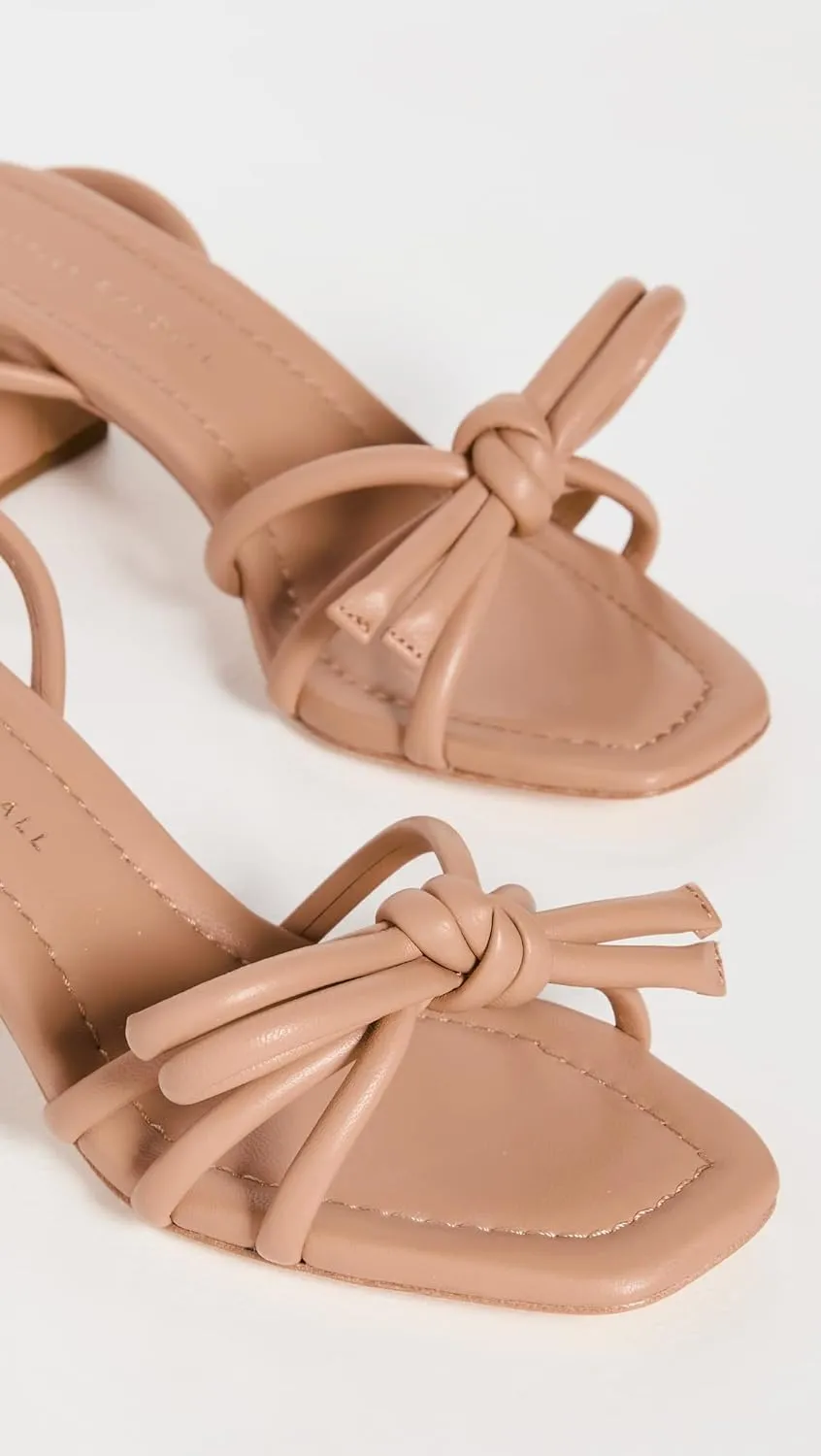 Loeffler Randall Women's Mikel Leather Bow Mid-Heel Sandals