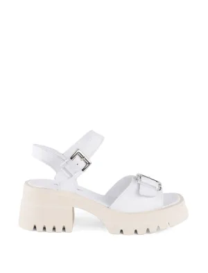 Low Platform Chunky Block Heel Sandal, White