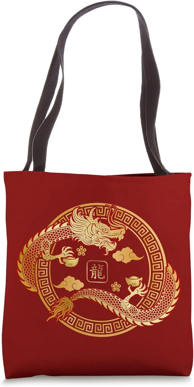Lucky Money Red Envelope Red Pocket Dragon Year Ingot Coin Tote Bag