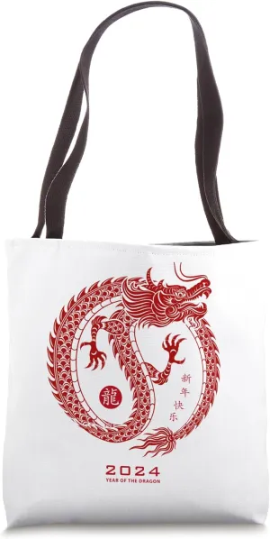 Lucky Money Red Envelope Red Pocket Dragon Year Ingot Zen Tote Bag