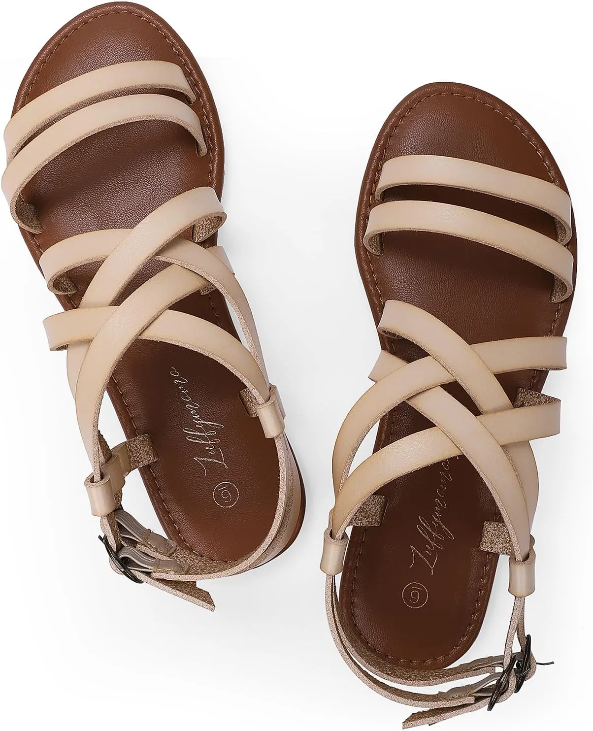 Luffymomo Women's Flat Sandals Open Toe Casual Strappy Sandals Comfortable Ankle Strap Gladiator Slides