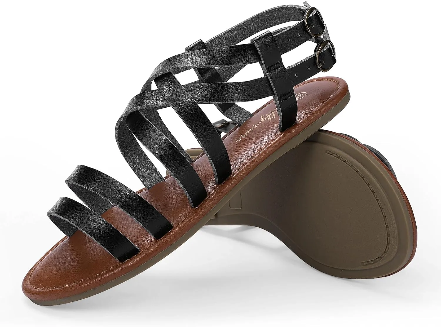 Luffymomo Women's Flat Sandals Open Toe Casual Strappy Sandals Comfortable Ankle Strap Gladiator Slides