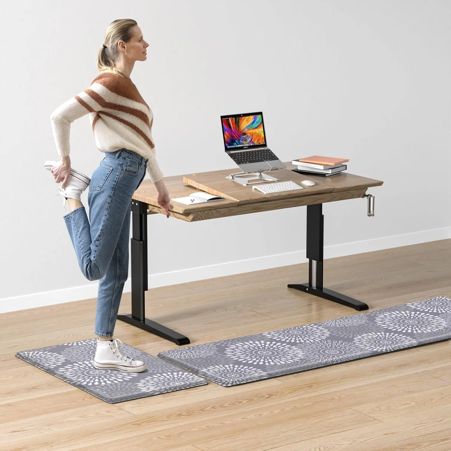 LuxStep Kitchen Mat Cushioned Rugs Anti-Fatigue Mats for Kitchen Floor,Waterproof Non-Slip Mats and Rugs Set for Office,Floor,Laundry 17.3"×30" 17.3"×70",Grey