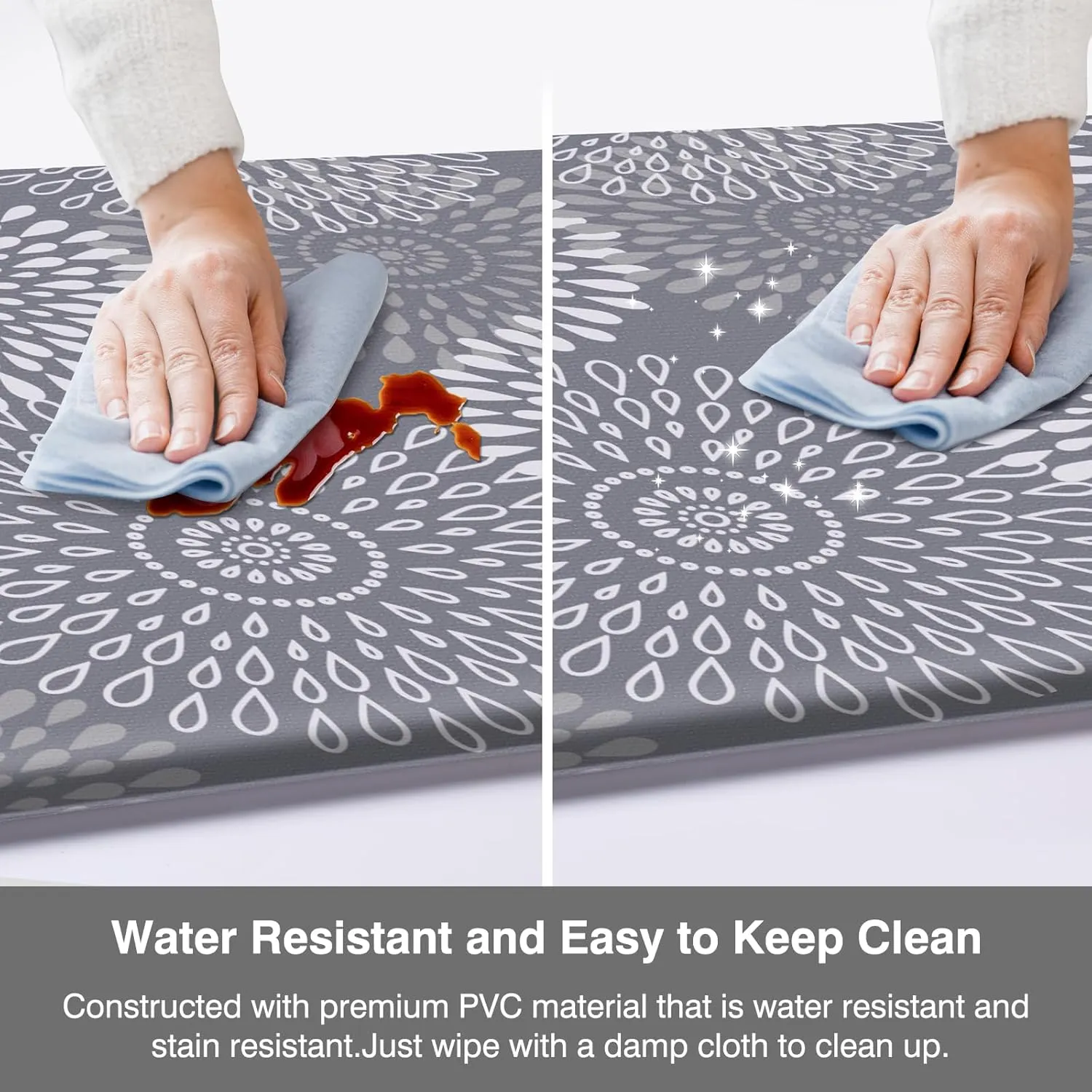 LuxStep Kitchen Mat Cushioned Rugs Anti-Fatigue Mats for Kitchen Floor,Waterproof Non-Slip Mats and Rugs Set for Office,Floor,Laundry 17.3"×30" 17.3"×70",Grey