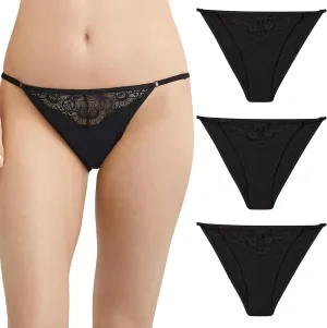 Maidenform Women's M Adjustable String Bikini Underwear, No-show Panties, Multi-way Straps, 3-pack