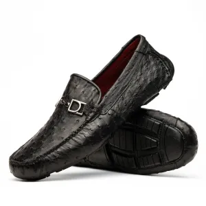 Marco Di Milano Bolonia in Black Ostrich Quill Driving Loafer