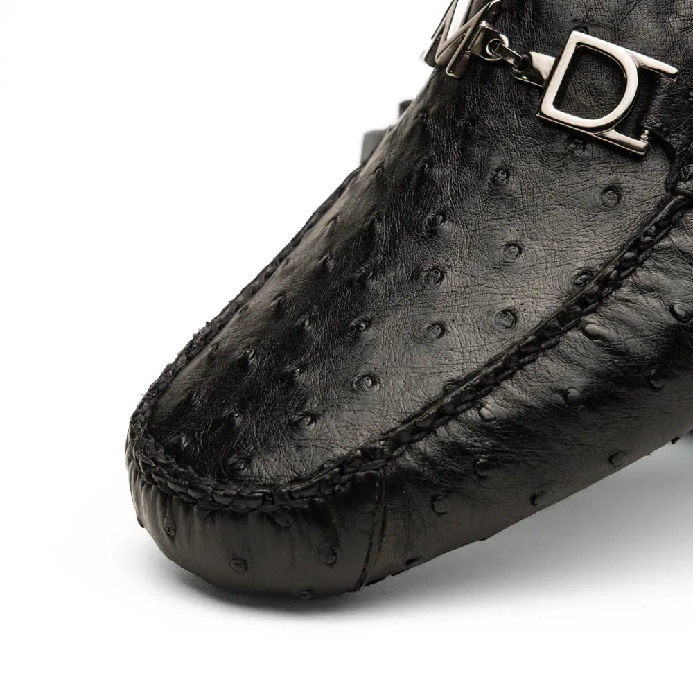 Marco Di Milano Bolonia in Black Ostrich Quill Driving Loafer