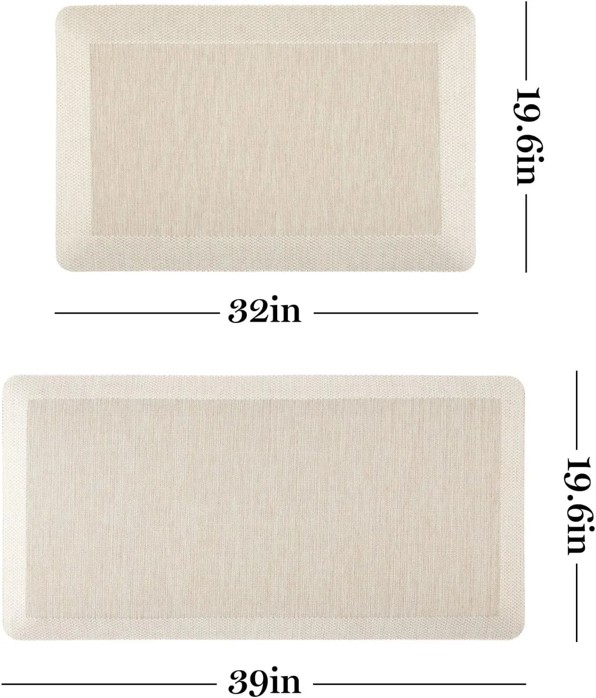 Martha Stewart Mira Modern Heathered Anti-Fatigue Air-Infused Kitchen Mat, Beige, 19.6"x32"