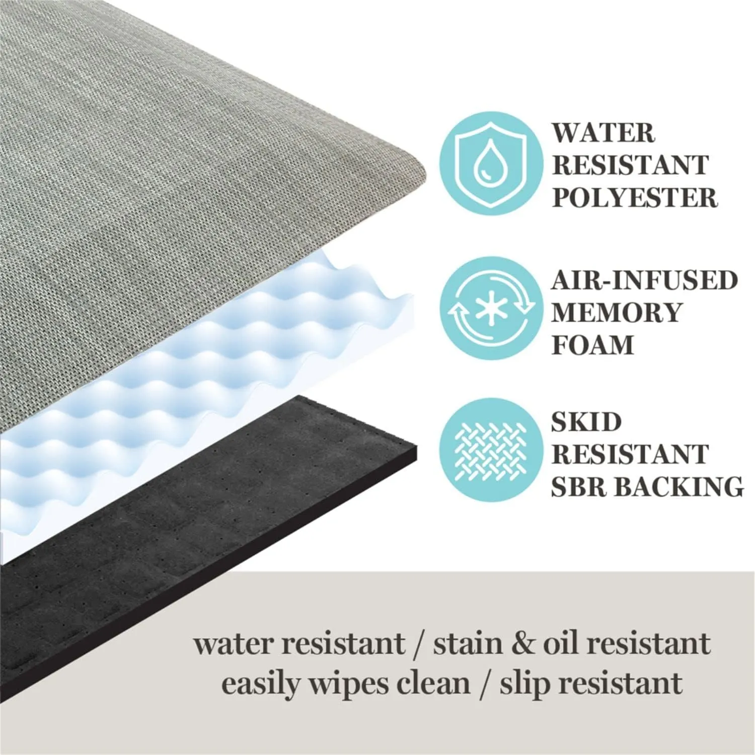 Martha Stewart Mira Modern Heathered Anti-Fatigue Air-Infused Kitchen Mat, Beige, 19.6"x32"
