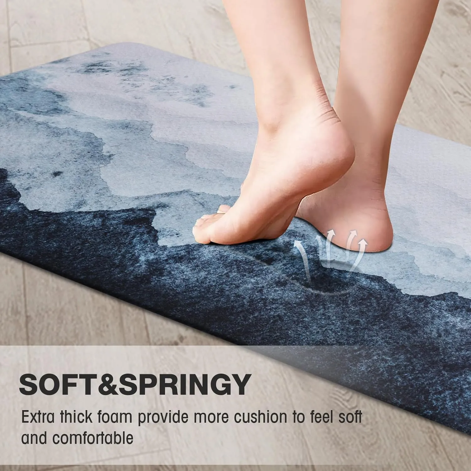MAYHMYO Anti Fatigue Kitchen Mat - Set of 2 - Blue Mountains Design Comfort Mats - Cushioned, Non Slip Floor Mat
