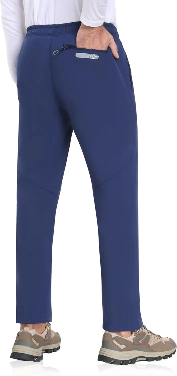 Men Sweatpants Fleece Lined Winter Athletic Pant with Zipper Pockets Warm Joggers for Running Jogging Workout