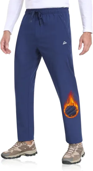 Men Sweatpants Fleece Lined Winter Athletic Pant with Zipper Pockets Warm Joggers for Running Jogging Workout