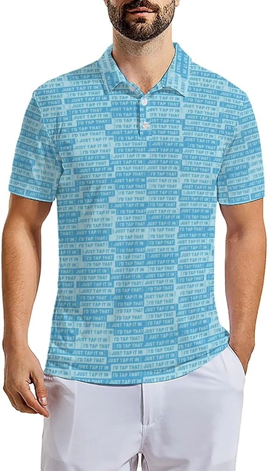 Mens Funny Polo Shirts, Short Sleeve Golf Shirts, Moisture Wicking Quick-Dry Business Casual Shirt for Men