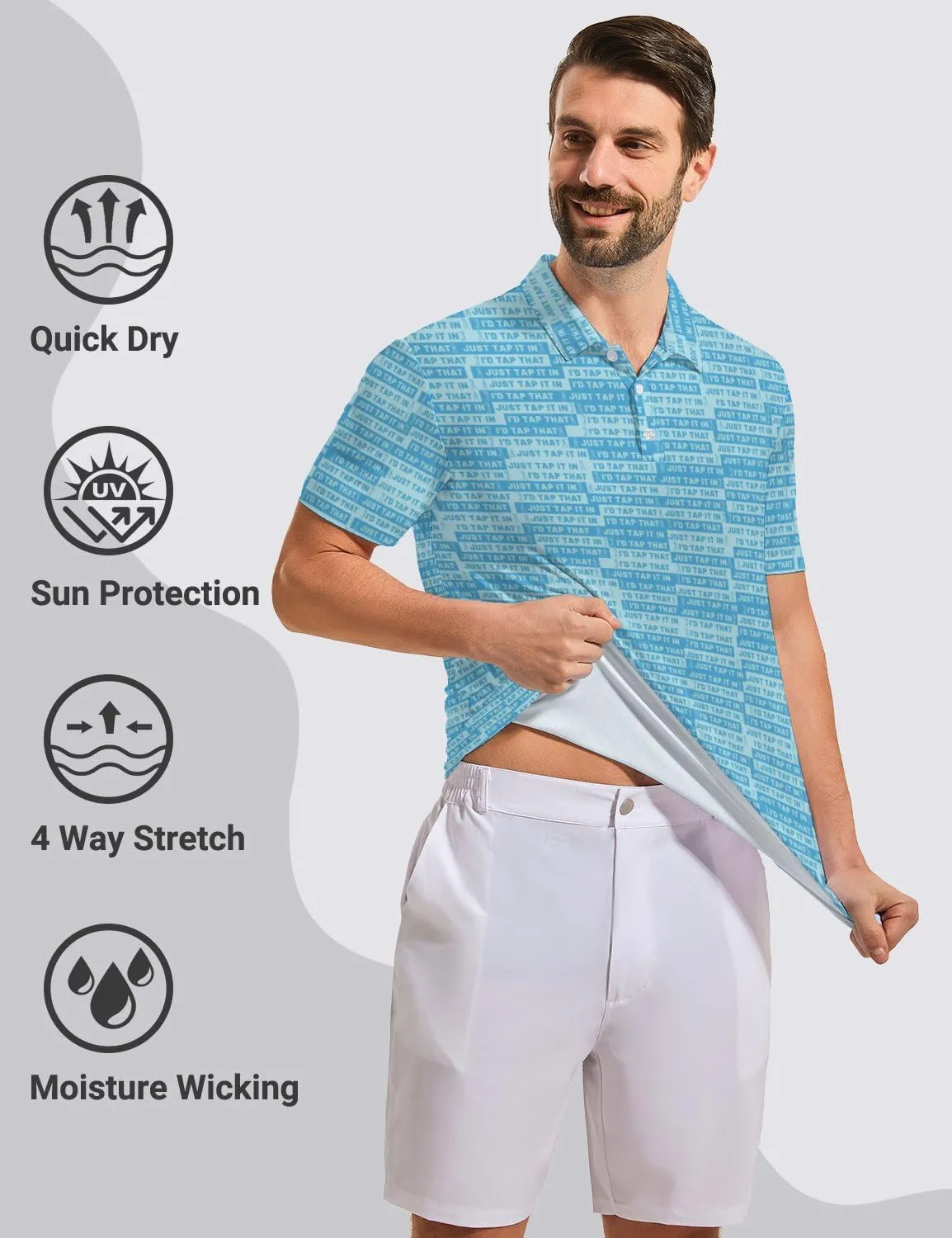 Mens Funny Polo Shirts, Short Sleeve Golf Shirts, Moisture Wicking Quick-Dry Business Casual Shirt for Men