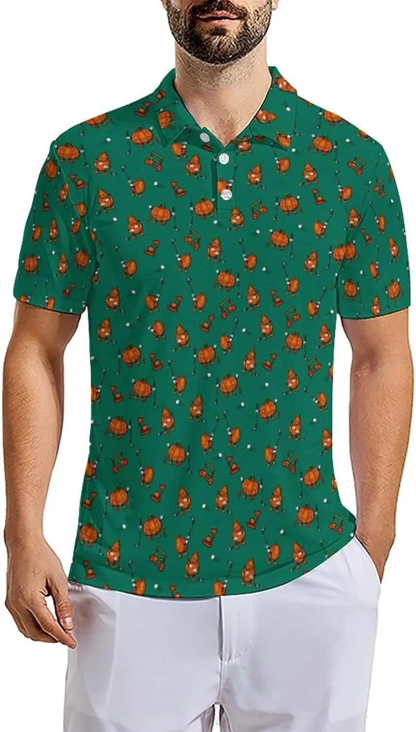 Mens Funny Polo Shirts, Short Sleeve Golf Shirts, Moisture Wicking Quick-Dry Business Casual Shirt for Men