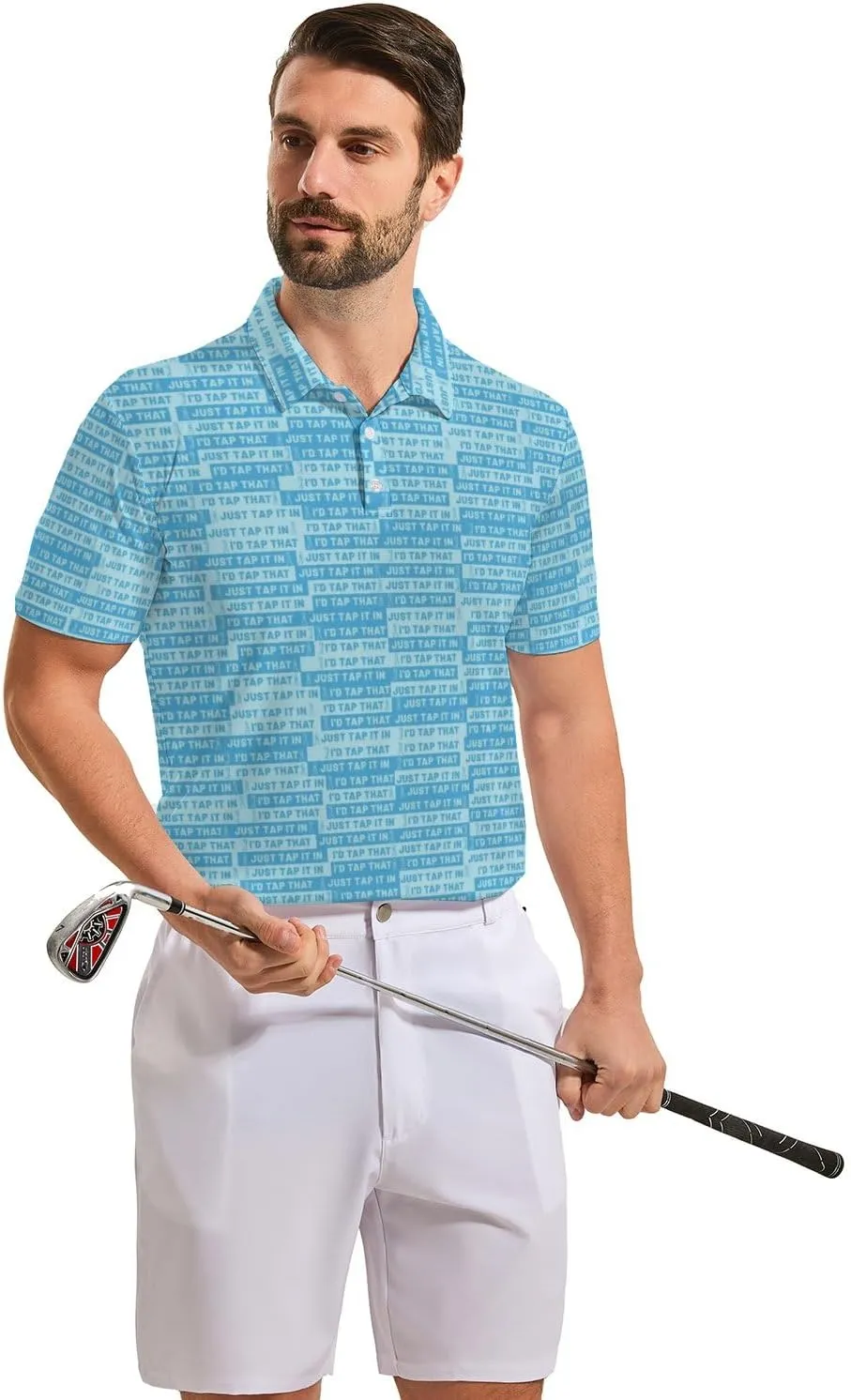 Mens Funny Polo Shirts, Short Sleeve Golf Shirts, Moisture Wicking Quick-Dry Business Casual Shirt for Men