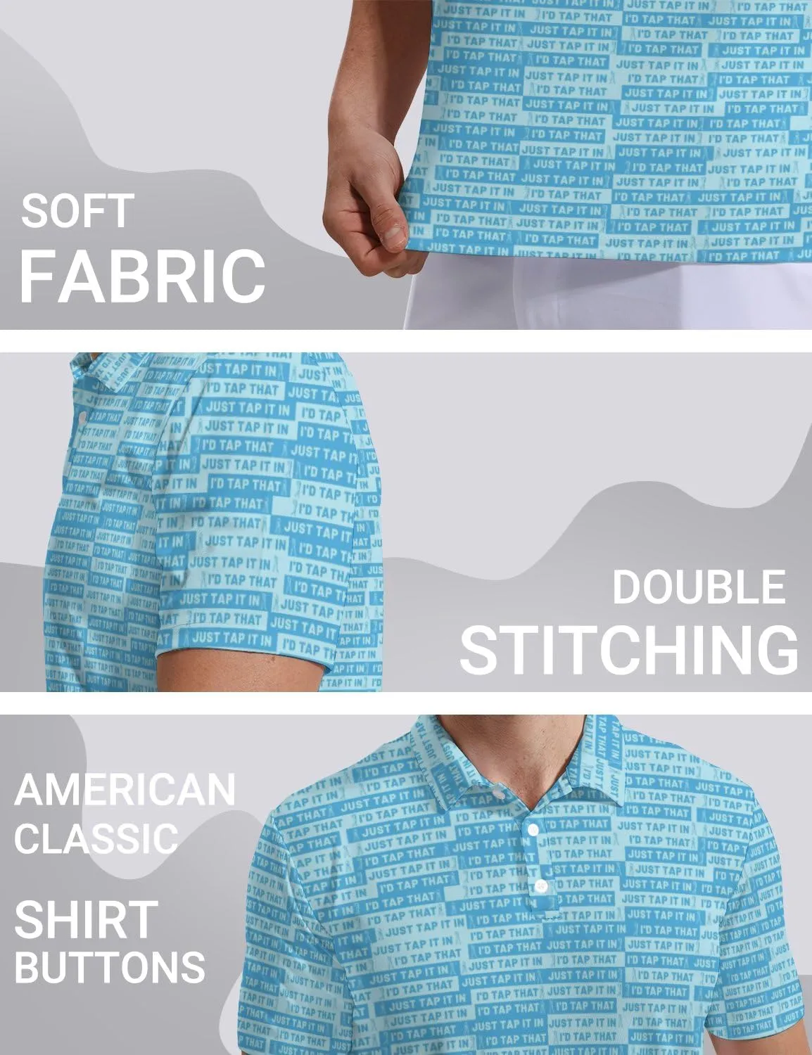 Mens Funny Polo Shirts, Short Sleeve Golf Shirts, Moisture Wicking Quick-Dry Business Casual Shirt for Men