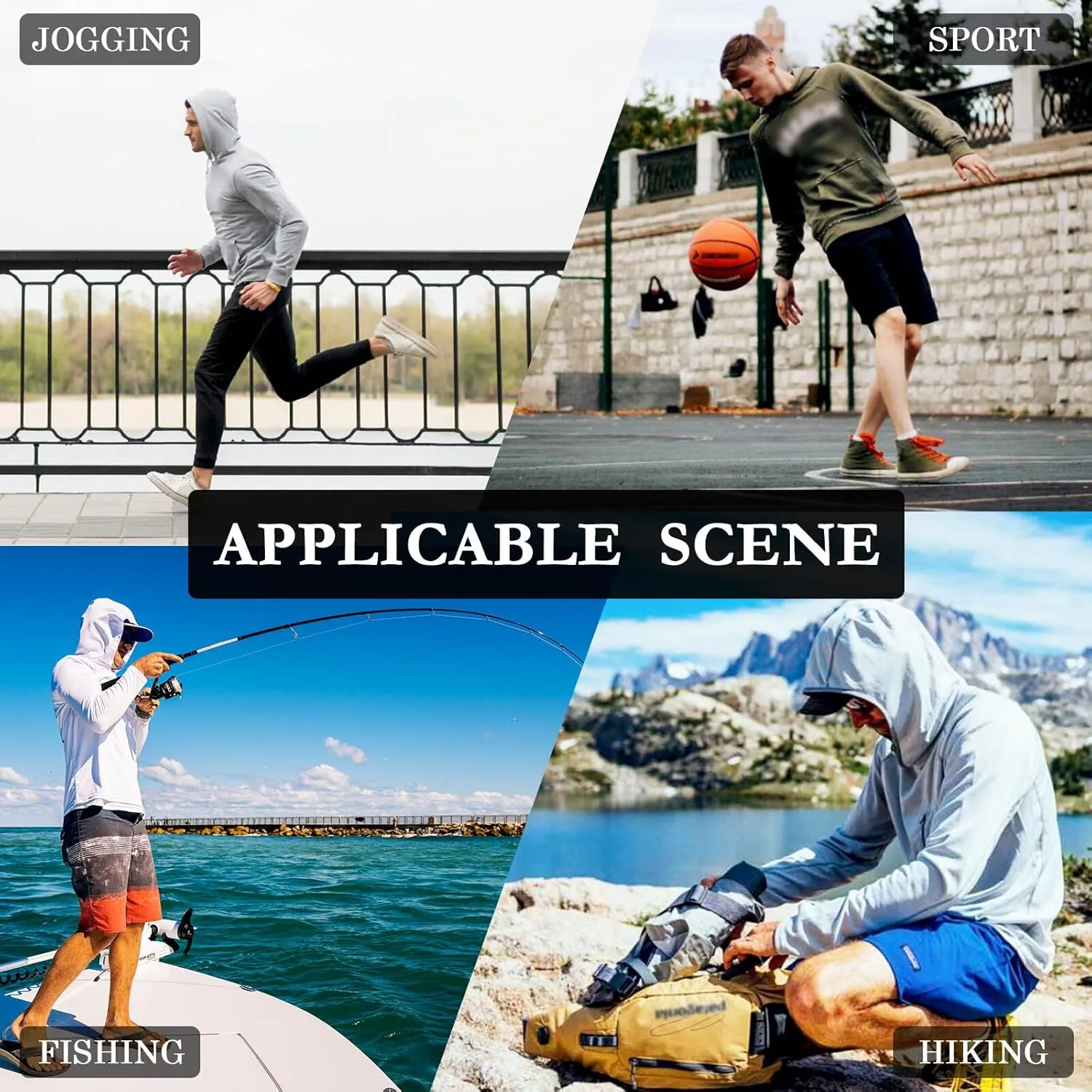 Mens Sun Protection Hoodie Long Sleeve Fishing Shirt UPF 50  Fishing Shirts for Men Rashguard for Men Gingham