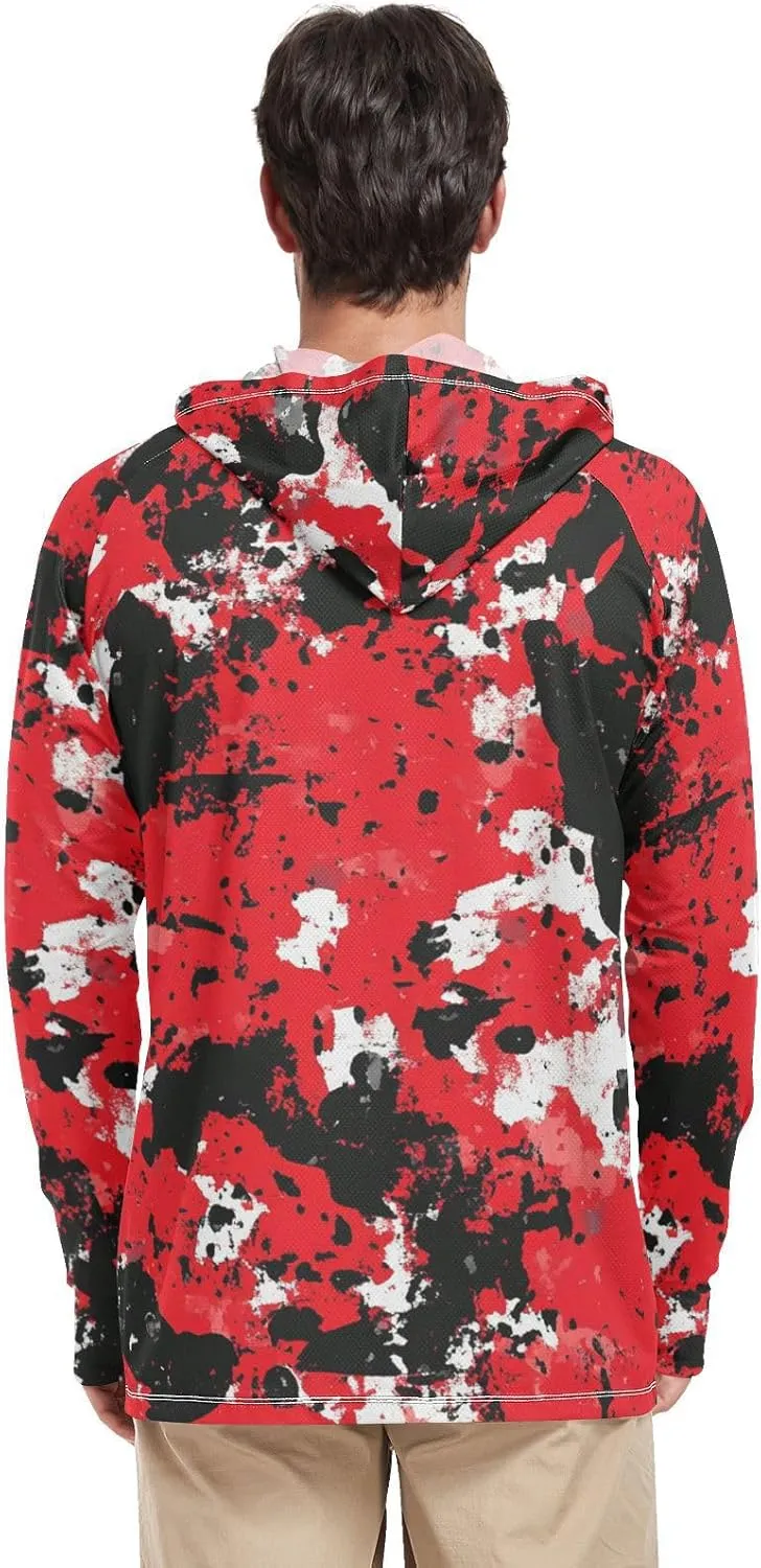 Mens Sun Protection Hoodie Long Sleeve Quick-Dry UPF 50  Rash Guard for Men