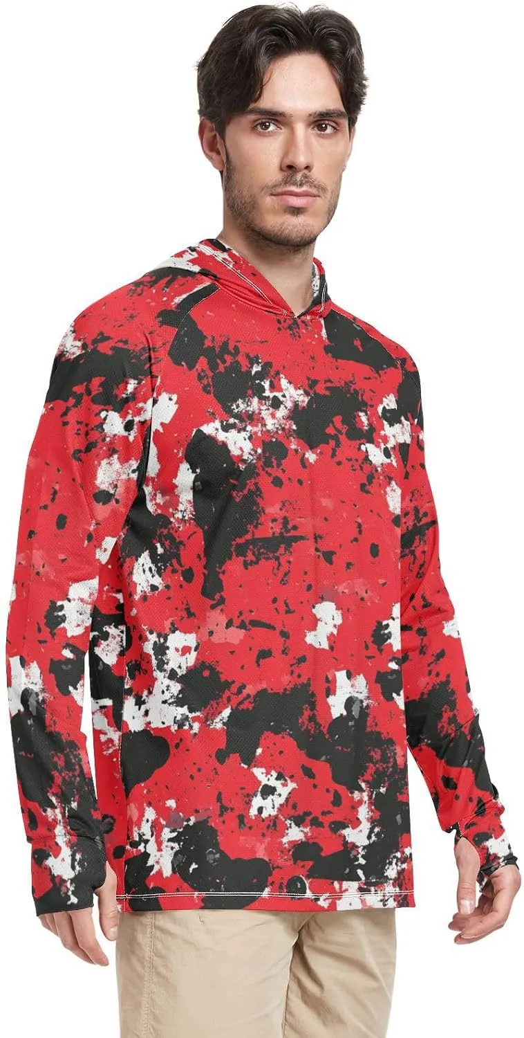 Mens Sun Protection Hoodie Long Sleeve Quick-Dry UPF 50  Rash Guard for Men