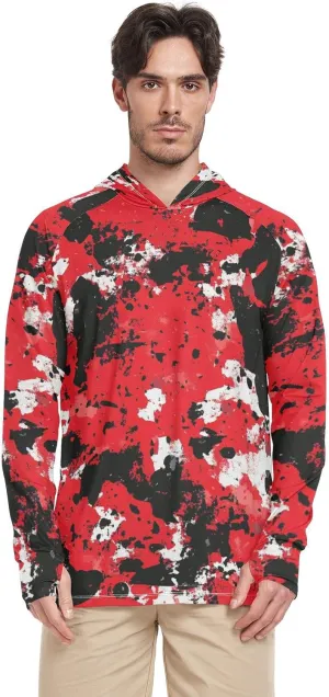 Mens Sun Protection Hoodie Long Sleeve Quick-Dry UPF 50  Rash Guard for Men