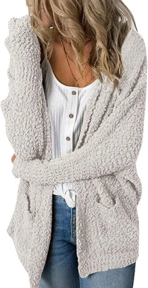 MEROKEETY Women's Long Sleeve Soft Chunky Knit Sweater Open Front Cardigans Outwear Coat