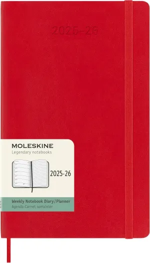 Moleskine Classic 18 Month 2025-2026 Weekly Planner, Soft Cover, Large (5" x 8.25"), Scarlet Red, 208 pages
