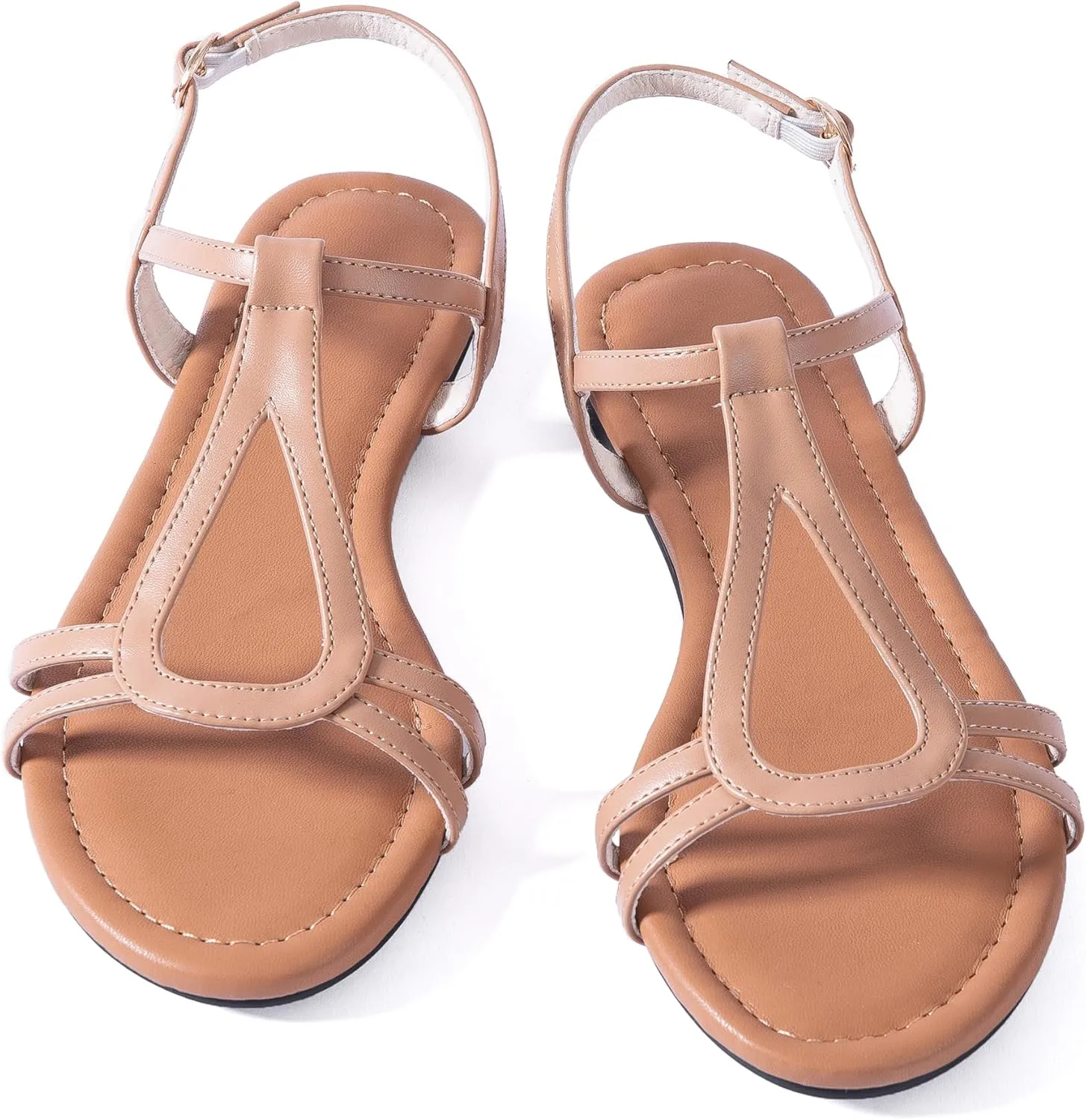 Mtzyoa Women Strappy Flat Sandals Gladiator Dressy Ankle Strap Summer Vacation Comfort Leather Ladies Casual Party Trendy