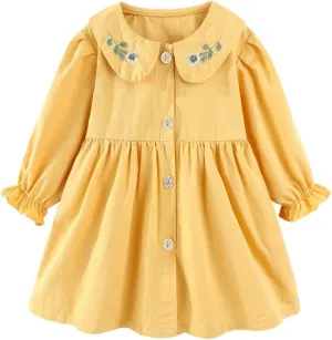 Mud Kingdom Girls Drees Peter Pan Collar Ruffle Lace Collared Long Sleeve Dress 2-8 Years