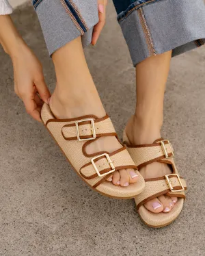 Natural Cognac Gazell Raffia Sandal
