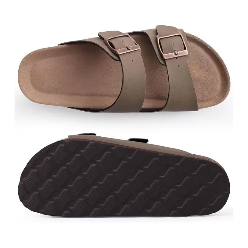 Non-Slip Sole Cork Footbed Sandals With Adjustable Buckle