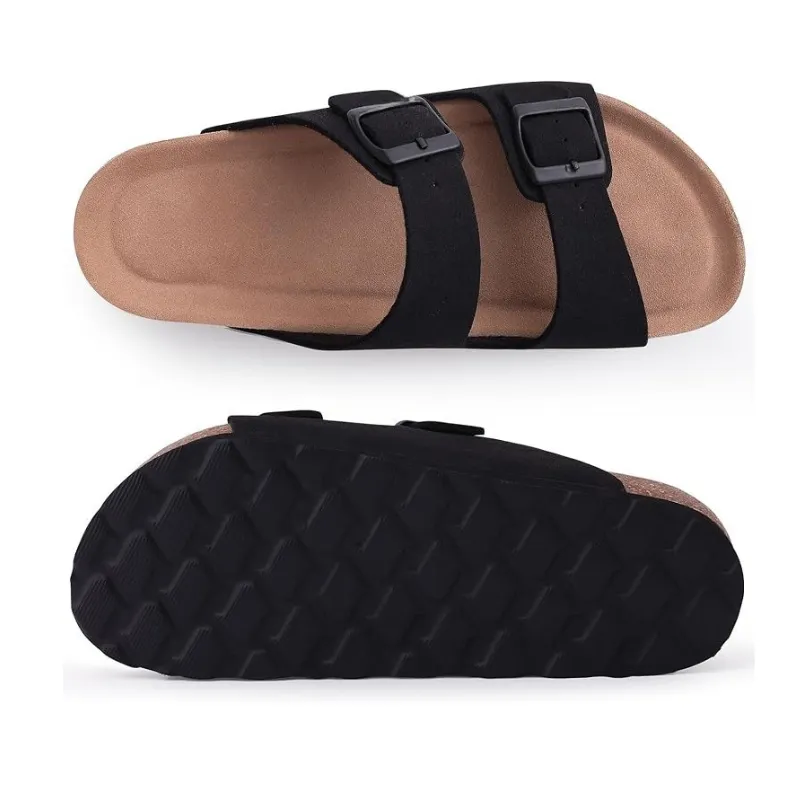 Non-Slip Sole Cork Footbed Sandals With Adjustable Buckle