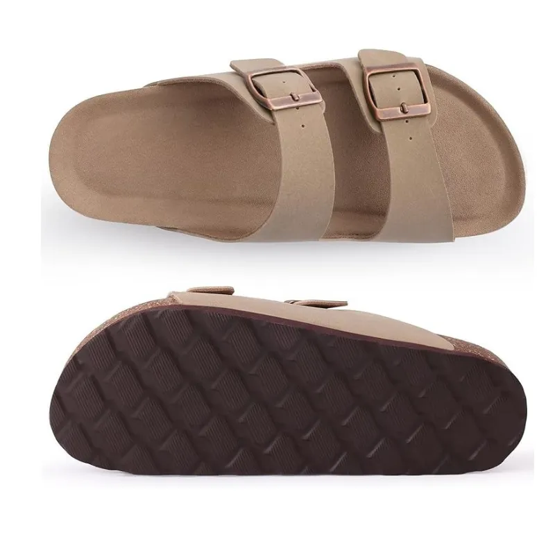 Non-Slip Sole Cork Footbed Sandals With Adjustable Buckle