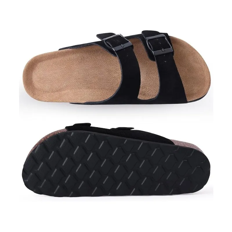 Non-Slip Sole Cork Footbed Sandals With Adjustable Buckle