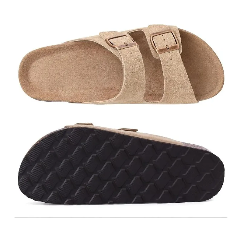 Non-Slip Sole Cork Footbed Sandals With Adjustable Buckle
