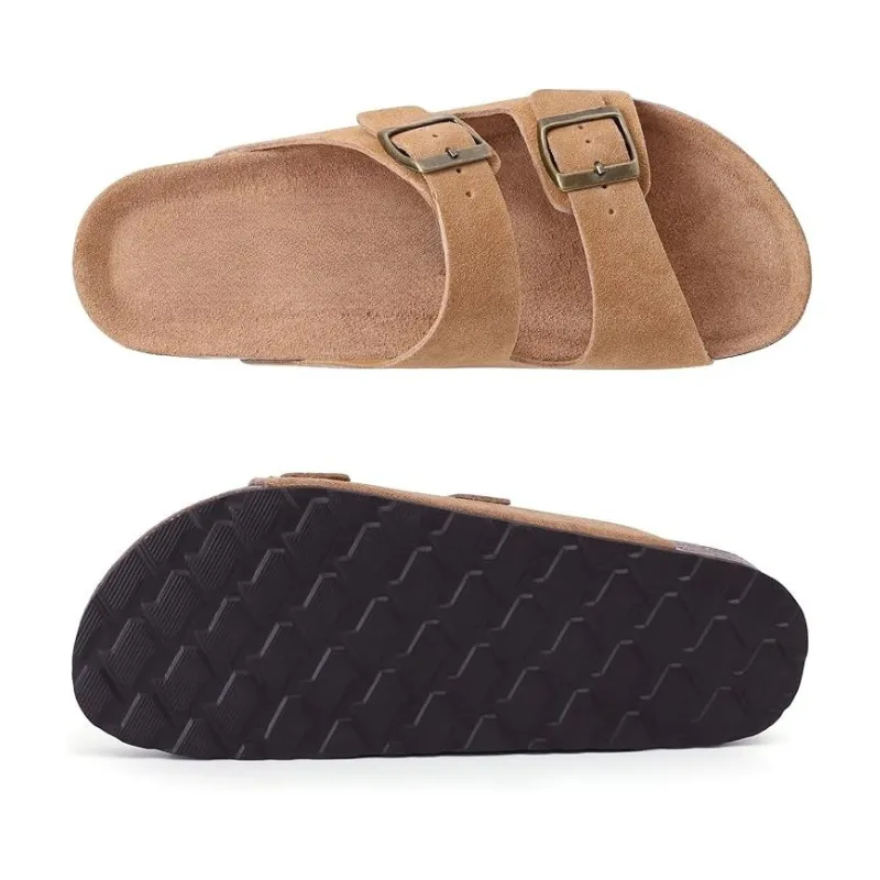 Non-Slip Sole Cork Footbed Sandals With Adjustable Buckle