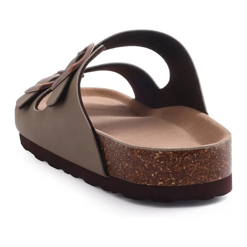 Non-Slip Sole Cork Footbed Sandals With Adjustable Buckle