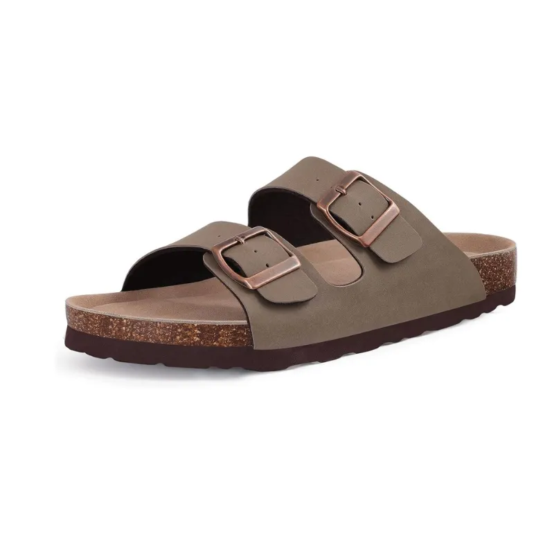 Non-Slip Sole Cork Footbed Sandals With Adjustable Buckle