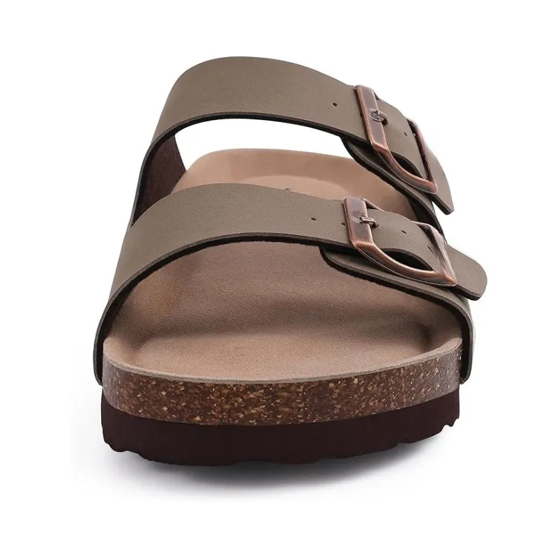 Non-Slip Sole Cork Footbed Sandals With Adjustable Buckle