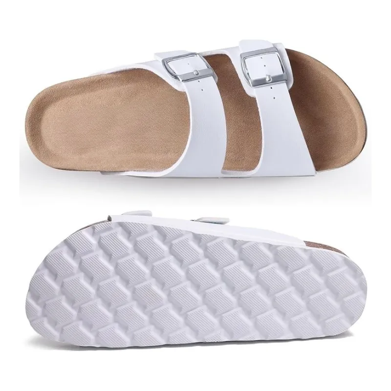 Non-Slip Sole Cork Footbed Sandals With Adjustable Buckle