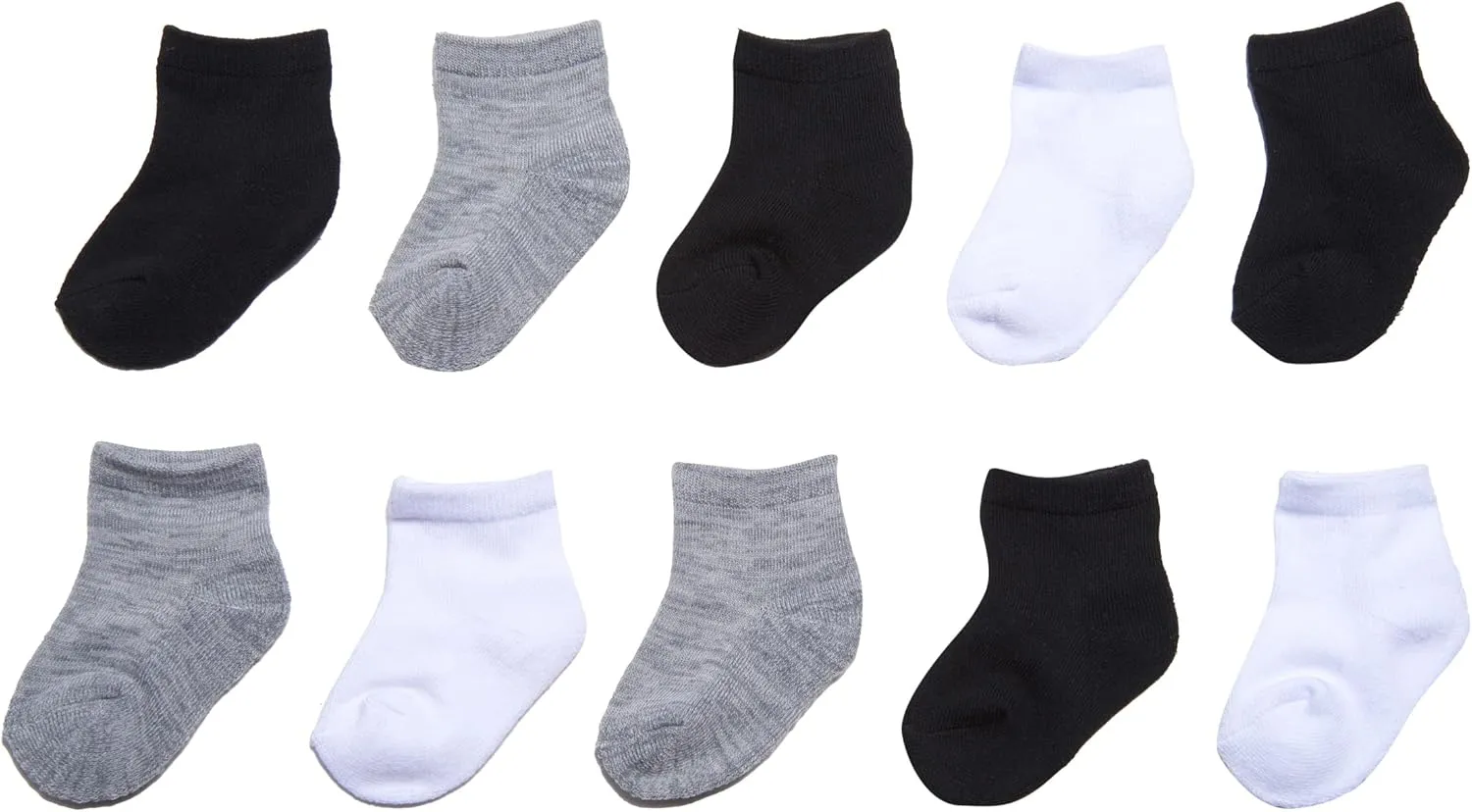 Nuby Infant Boys Basics 10-Pack Half Cushion Low Cut Baby Socks